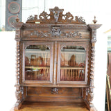 Sideboard, Server, Louis XIII Style Figural Carved Buffet Deux Corps, 1800's!! - Old Europe Antique Home Furnishings