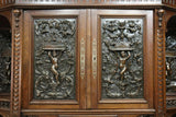 Sideboard, French Renaissance Revival Carved Walnut, Doors, Open Display, 1800s! - Old Europe Antique Home Furnishings