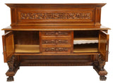 Sideboard, Italian Renaissance Revival, Walnut, Foliate Carved, Lion, E. 1900s!! - Old Europe Antique Home Furnishings