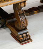 Sideboard, Red Leather, French Renaissance Style w/ Metal Stretcher, Part of a Dining Set - Old Europe Antique Home Furnishings