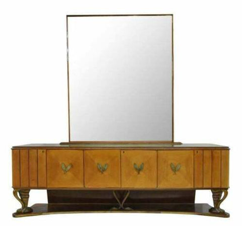 Gorgeous Sideboard, Dining, Massive with Mirror Italian Mid Century Modern, Vintage!! - Old Europe Antique Home Furnishings