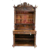 Sideboard, Server, Louis XIII Style Figural Carved Buffet Deux Corps, 1800's!! - Old Europe Antique Home Furnishings