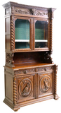 Sideboard, French Henri II Style, Display, Carved Oak, Vintage, Early 1900s, 20th Century!! - Old Europe Antique Home Furnishings