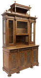 Sideboard, Italian Foliate & Figural, Carved Walnut, Foliates, Glass, 1800s!! - Old Europe Antique Home Furnishings