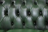 Sofa and Loveseat, Chesterfield, Green Leather From England, Gorgeous Set! - Old Europe Antique Home Furnishings