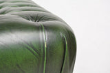 Sofa and Loveseat, Chesterfield, Green Leather From England, Gorgeous Set! - Old Europe Antique Home Furnishings