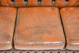 Sofa, Leather, Chesterfield, British Brown, Button Tufted Sofa, Handsome!! - Old Europe Antique Home Furnishings