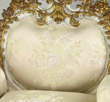 Sofa and Bergeres Set, Italian Rococo Style Carved and Gilt, Satin Brocade, Set of 3 - Old Europe Antique Home Furnishings