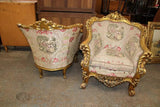 Sofa, Chairs (2), Highly Carved, Ornate, Gold Gilt, Embroidery,Vintage / Antique - Old Europe Antique Home Furnishings
