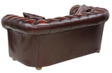 Sofa, Chesterfield, English Oxblood Leather, Two-Seat, Button-Tufted, 1900's! - Old Europe Antique Home Furnishings