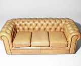 Sofa, Leather, Chesterfield, British, Tan, Button Tufted, 3 Seater Sofa! - Old Europe Antique Home Furnishings