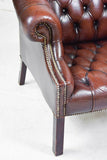 Sofa, Settee, Chesterfield, British Brown Leather, Button Tufted, Swoop Arms!! - Old Europe Antique Home Furnishings