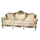 Sofa and Bergeres Set, Italian Rococo Style Carved and Gilt, Satin Brocade, Set of 3 - Old Europe Antique Home Furnishings