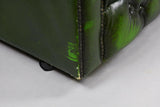 Sofa, British Green Leather Chesterfield 2 Seater, from England, Gorgeous! - Old Europe Antique Home Furnishings