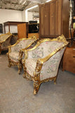 Sofa, Chairs (2), Highly Carved, Ornate, Gold Gilt, Embroidery,Vintage / Antique - Old Europe Antique Home Furnishings