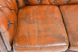 Sofa, Leather, Chesterfield, British Brown, Button Tufted Sofa, Handsome!! - Old Europe Antique Home Furnishings