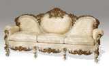 Sofa and Bergeres Set, Italian Rococo Style Carved and Gilt, Satin Brocade, Set of 3 - Old Europe Antique Home Furnishings