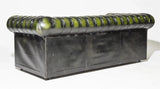 Gorgeous Sofa, Chesterfield, British, Green Leather, Button Tufted, Nailhead Trim Three Seater!! - Old Europe Antique Home Furnishings