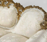 Sofa and Bergeres Set, Italian Rococo Style Carved and Gilt, Satin Brocade, Set of 3 - Old Europe Antique Home Furnishings