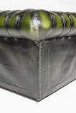 Gorgeous Sofa, Chesterfield, British, Green Leather, Button Tufted, Nailhead Trim Three Seater!! - Old Europe Antique Home Furnishings