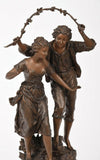 Spelter Statue, Patinated, Fauxÿ Marbleized Base Ernest Rancoulet,SecrŠteÿdu coeur,ÿ - Old Europe Antique Home Furnishings