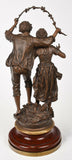 Spelter Statue, Patinated, Fauxÿ Marbleized Base Ernest Rancoulet,SecrŠteÿdu coeur,ÿ - Old Europe Antique Home Furnishings