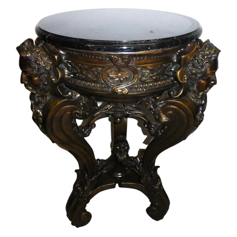 Stand, Cast Bronze Neoclassical Marble Top Side Table / Stand, Gorgeous! - Old Europe Antique Home Furnishings