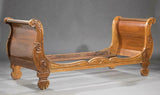 Stunning Antique French Carved Walnut Sleigh Bed!! - Old Europe Antique Home Furnishings