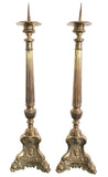 Stunning Pair Of English Victorian Brass Cathedral Sticks, 19th Century!! - Old Europe Antique Home Furnishings