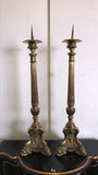 Stunning Pair Of English Victorian Brass Cathedral Sticks, 19th Century!! - Old Europe Antique Home Furnishings