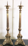 Stunning Pair Of English Victorian Brass Cathedral Sticks, 19th Century!! - Old Europe Antique Home Furnishings