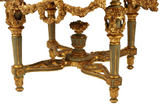Table Louis XVI Style Parcel Gilt & Painted Center, 36 Ins. ,Beauty, Vintage!! - Old Europe Antique Home Furnishings