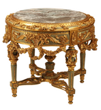 Table Louis XVI Style Parcel Gilt & Painted Center, 36 Ins. ,Beauty, Vintage!! - Old Europe Antique Home Furnishings