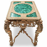 Table, Malachite and Gilt, Green, Imperial Style, Acanthus Leaf. Very Ornate! - Old Europe Antique Home Furnishings