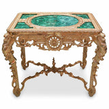 Table, Malachite and Gilt, Green, Imperial Style, Acanthus Leaf. Very Ornate! - Old Europe Antique Home Furnishings