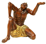 Table, Beveled Glass-Top, Italian, Circular, Near Life-Size Figural Blackamoor!! - Old Europe Antique Home Furnishings