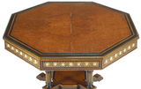 Table, Center, Burlwood & Parcel, Ebonized, Octagonal, Vintage / Antique, 20th C - Old Europe Antique Home Furnishings