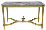 Table, French Louis XVI Style Marble-Top Giltwood, Painted Frame Vintage,1900's! - Old Europe Antique Home Furnishings