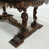 Table, Breton, French Carved Oak Parquet-Top, Vintage / Antique, Gorgeous!! - Old Europe Antique Home Furnishings