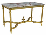 Table, French Louis XVI Style Marble-Top Giltwood, Painted Frame Vintage,1900's! - Old Europe Antique Home Furnishings