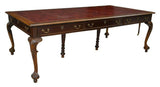 Table, Library, Chippendale Style, Leather, Mahogany, Vintage, Early 1900s! - Old Europe Antique Home Furnishings