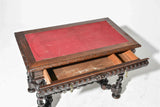 Table, Writing, Louis XIII Style Barley Twist Oak, Felt Top, Vintage / Antique!! - Old Europe Antique Home Furnishings