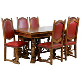 Table, Dining Set and Chairs, Red, Six, French Renaissance Style, Gorgeous Set! - Old Europe Antique Home Furnishings