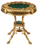 Table, Center, Malachite, Empire Style, Stone Inlaid Bronze Dore, Vintage!! - Old Europe Antique Home Furnishings