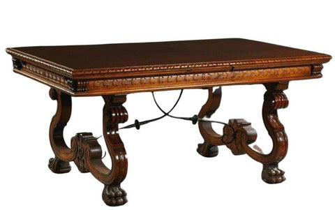 Table, Dining, Spanish,Carved, Beech Dining Extension Table, Vintage, 1900's!! - Old Europe Antique Home Furnishings