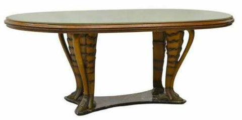 Table, Dining, Vintage, Italian Mid Century Modern Oval Glass Top, Vittorio Dassi!! - Old Europe Antique Home Furnishings