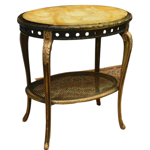 Table, End, French Louis XV Style Marble-Top Salon Charming Vintage / Antique! - Old Europe Antique Home Furnishings