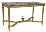 Table, French Louis XVI Style Marble-Top Giltwood, Painted Frame Vintage,1900's! - Old Europe Antique Home Furnishings
