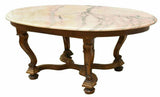 Table, Large French Marble-Top Carved Oval Walnut, Vintage / Antique, Gorgeous!! - Old Europe Antique Home Furnishings