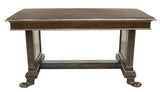Table, Library Italian Renaissance Revival, Walnut, Trestle Base, Early 1900s - Old Europe Antique Home Furnishings